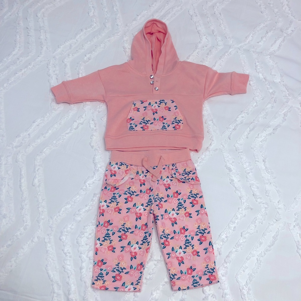 Peach color 2 peace set for baby girl (0-3m)